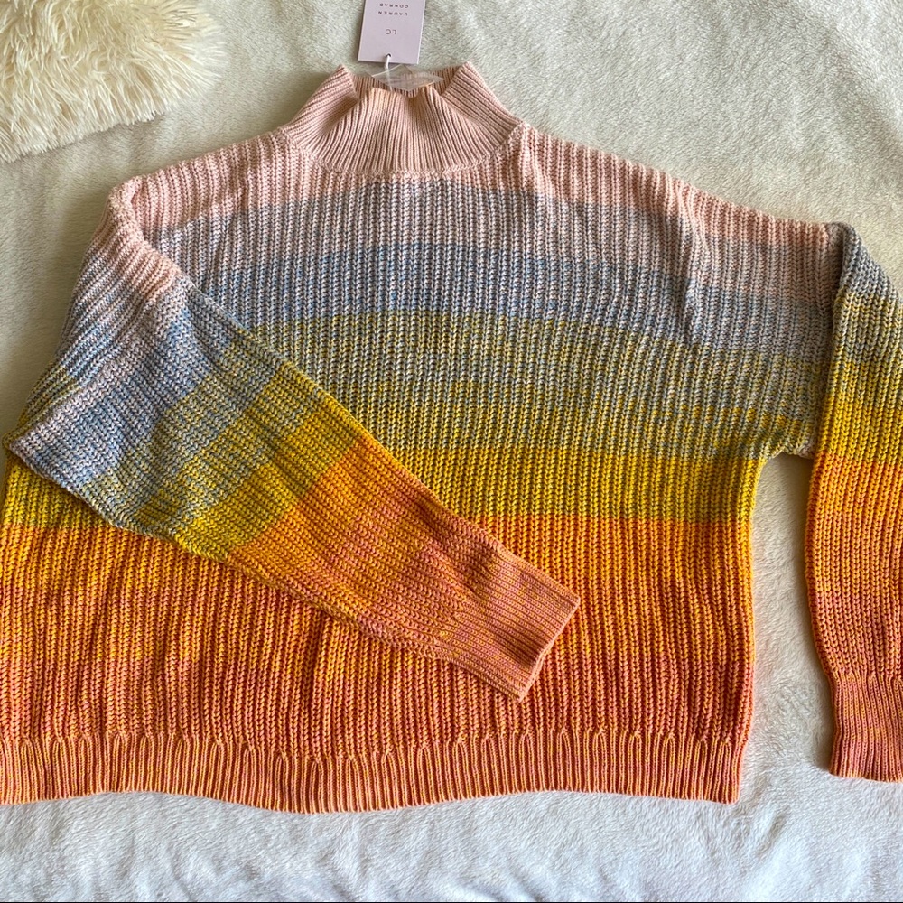 Lauren Conrad funnel neck Rainbow sweater XXL